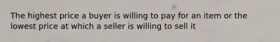 The highest price a buyer is willing to pay for an item or the lowest price at which a seller is willing to sell it