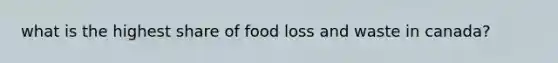 what is the highest share of food loss and waste in canada?