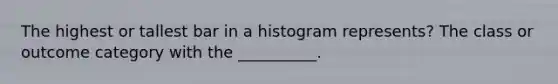 The highest or tallest bar in a histogram represents? The class or outcome category with the __________.