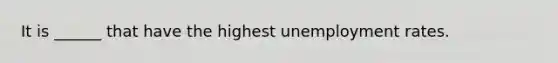 It is ______ that have the highest unemployment rates.