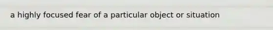 a highly focused fear of a particular object or situation