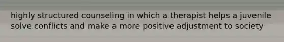 highly structured counseling in which a therapist helps a juvenile solve conflicts and make a more positive adjustment to society