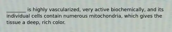 ________ is highly vascularized, very active biochemically, and its individual cells contain numerous mitochondria, which gives the tissue a deep, rich color.