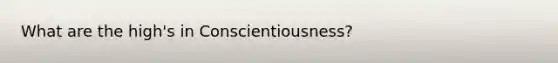 What are the high's in Conscientiousness?