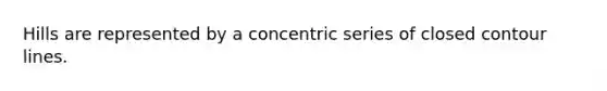 Hills are represented by a concentric series of closed contour lines.