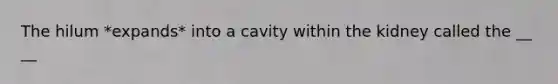 The hilum *expands* into a cavity within the kidney called the __ __