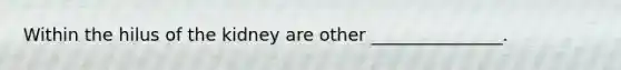 Within the hilus of the kidney are other _______________.