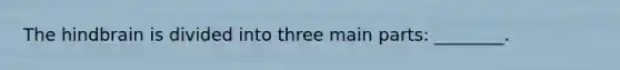 The hindbrain is divided into three main parts: ________.