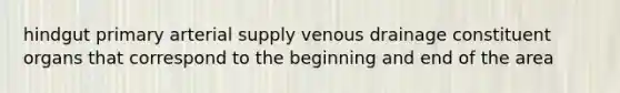 hindgut primary arterial supply venous drainage constituent organs that correspond to the beginning and end of the area