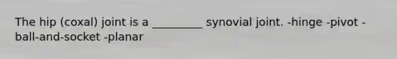 The hip (coxal) joint is a _________ synovial joint. -hinge -pivot -ball-and-socket -planar