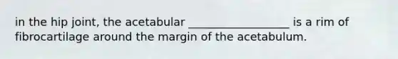 in the hip joint, the acetabular __________________ is a rim of fibrocartilage around the margin of the acetabulum.