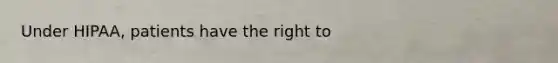 Under HIPAA, patients have the right to