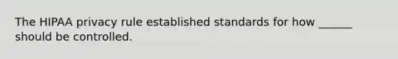 The HIPAA privacy rule established standards for how ______ should be controlled.