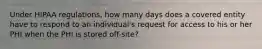 Under HIPAA regulations, how many days does a covered entity have to respond to an individual's request for access to his or her PHI when the PHI is stored off-site?