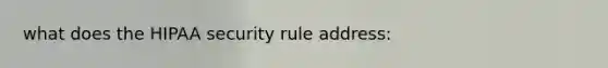 what does the HIPAA security rule address: