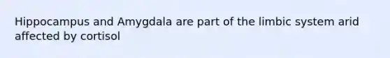 Hippocampus and Amygdala are part of the limbic system arid affected by cortisol