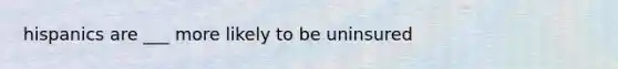 hispanics are ___ more likely to be uninsured