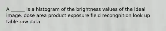 A ______ is a histogram of the brightness values of the ideal image. dose area product exposure field recongnition look up table raw data