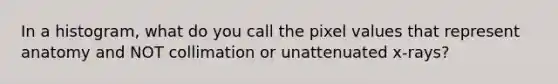 In a histogram, what do you call the pixel values that represent anatomy and NOT collimation or unattenuated x-rays?