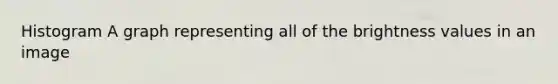 Histogram A graph representing all of the brightness values in an image