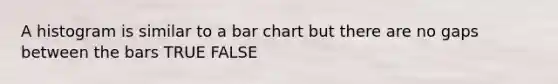 A histogram is similar to a bar chart but there are no gaps between the bars TRUE FALSE