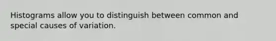 Histograms allow you to distinguish between common and special causes of variation.