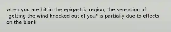 when you are hit in the epigastric region, the sensation of "getting the wind knocked out of you" is partially due to effects on the blank