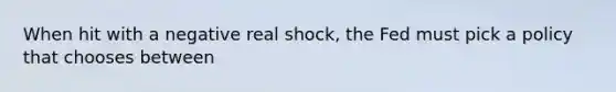 When hit with a negative real shock, the Fed must pick a policy that chooses between