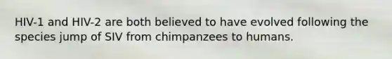 HIV-1 and HIV-2 are both believed to have evolved following the species jump of SIV from chimpanzees to humans.