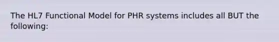 The HL7 Functional Model for PHR systems includes all BUT the following: