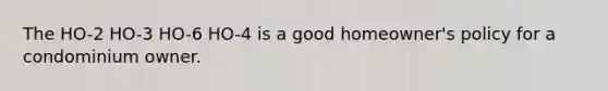The HO-2 HO-3 HO-6 HO-4 is a good homeowner's policy for a condominium owner.