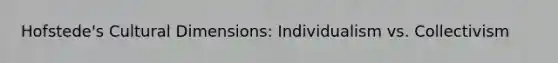 Hofstede's Cultural Dimensions: Individualism vs. Collectivism