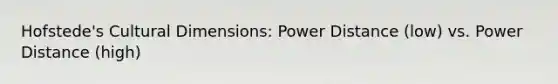 Hofstede's Cultural Dimensions: Power Distance (low) vs. Power Distance (high)