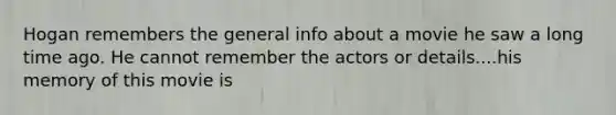 Hogan remembers the general info about a movie he saw a long time ago. He cannot remember the actors or details....his memory of this movie is