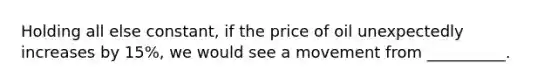 Holding all else constant, if the price of oil unexpectedly increases by 15%, we would see a movement from __________.