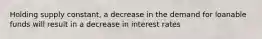 Holding supply constant, a decrease in the demand for loanable funds will result in a decrease in interest rates