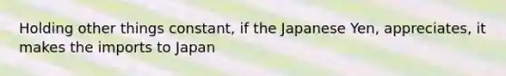 ​Holding other things constant, if the Japanese Yen, appreciates, it makes the imports to Japan