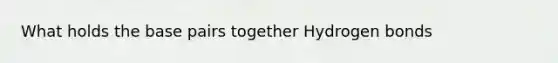 What holds the base pairs together Hydrogen bonds