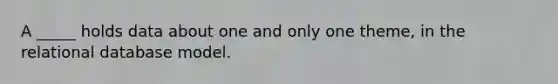 A _____ holds data about one and only one theme, in the relational database model.