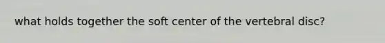 what holds together the soft center of the vertebral disc?