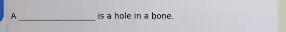 A ___________________ is a hole in a bone.