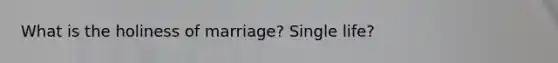 What is the holiness of marriage? Single life?