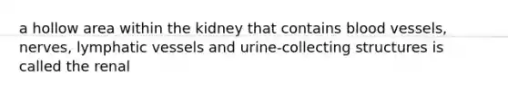 a hollow area within the kidney that contains blood vessels, nerves, lymphatic vessels and urine-collecting structures is called the renal