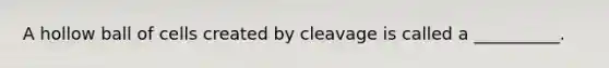 A hollow ball of cells created by cleavage is called a __________.