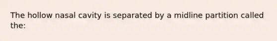 The hollow nasal cavity is separated by a midline partition called the: