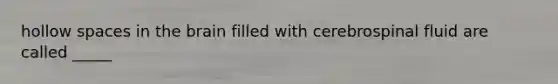 hollow spaces in <a href='https://www.questionai.com/knowledge/kLMtJeqKp6-the-brain' class='anchor-knowledge'>the brain</a> filled with cerebrospinal fluid are called _____