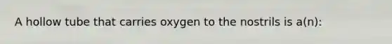 A hollow tube that carries oxygen to the nostrils is a(n):