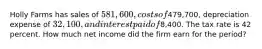 Holly Farms has sales of 581,600, costs of479,700, depreciation expense of 32,100, and interest paid of8,400. The tax rate is 42 percent. How much net income did the firm earn for the period?