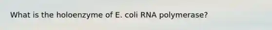 What is the holoenzyme of E. coli RNA polymerase?