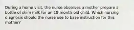 During a home visit, the nurse observes a mother prepare a bottle of skim milk for an 18-month-old child. Which nursing diagnosis should the nurse use to base instruction for this mother?